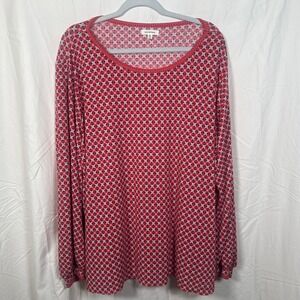 Max Studio Plus Size 3X Red‎ Blue Geometric Design Blouse  USA